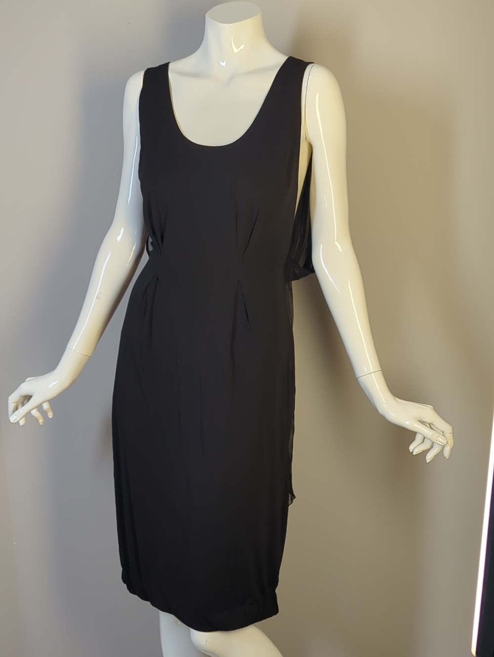 Yves Saint Laurent Rive Gauche Silk Draped Open Back Black Dress S Italy